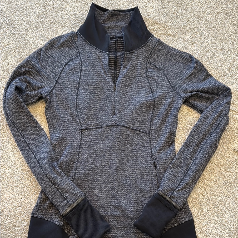 Lululemon Gray and Black Quarter-Zip Pullover